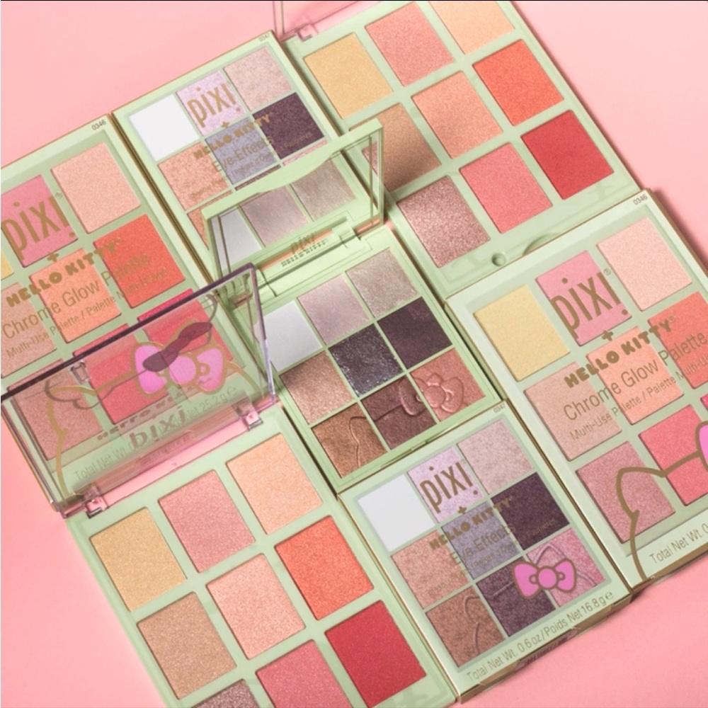 Pixi + Hello Kitty Chrome Glow Palette Multi-Use Palette Eyes Cheeks Lips NIB - Picture 7 of 12